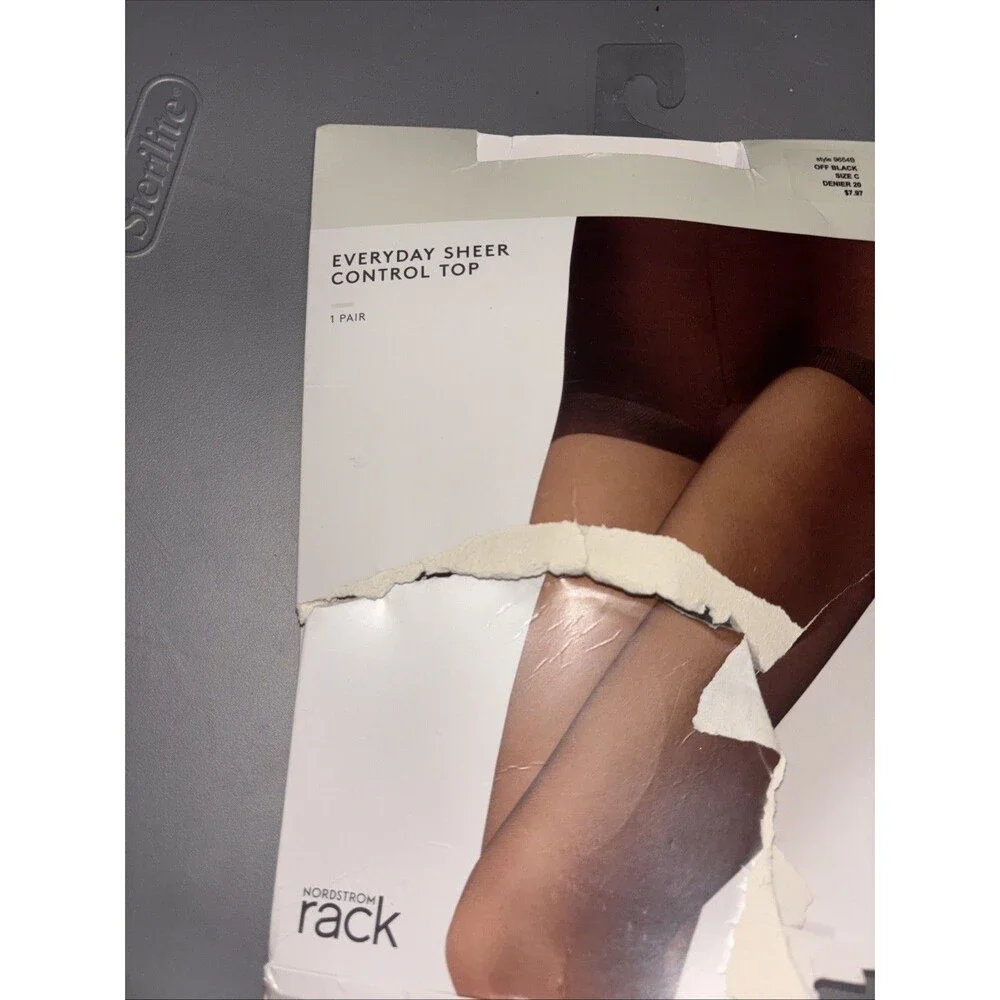Nordstrom Rack Everyday Sheer Control Top Pantyhose Size C Off Black Open Box
